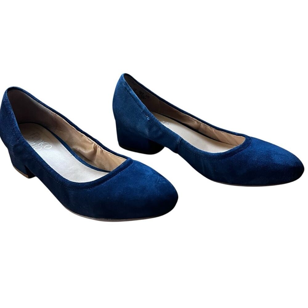 Franco Sarto Navy Blue Suede Leather Block Heel Pumps Women’s Size 6.5M Hartford